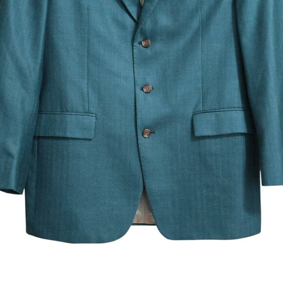 Ralph Lauren Green Silk Wool Single Breasted Blazer Sz 44L - Picture 2 of 14
